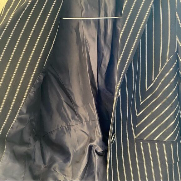 New York & Company | Navy Striped Blazer Jacket, Size 0P - Picture 9 of 9